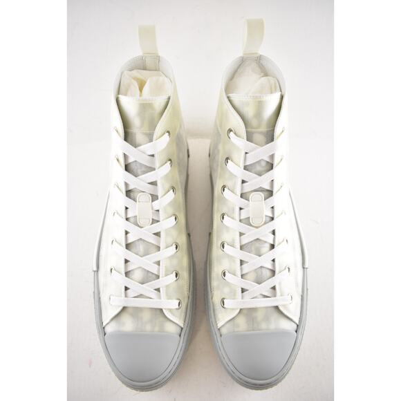 Dior Mens B23 Grey Oblique Logo Transparent High Top Lace Up Flat Sneaker 44 11 - Picture 8 of 12